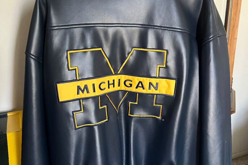 University of Michigan logo leather jacket